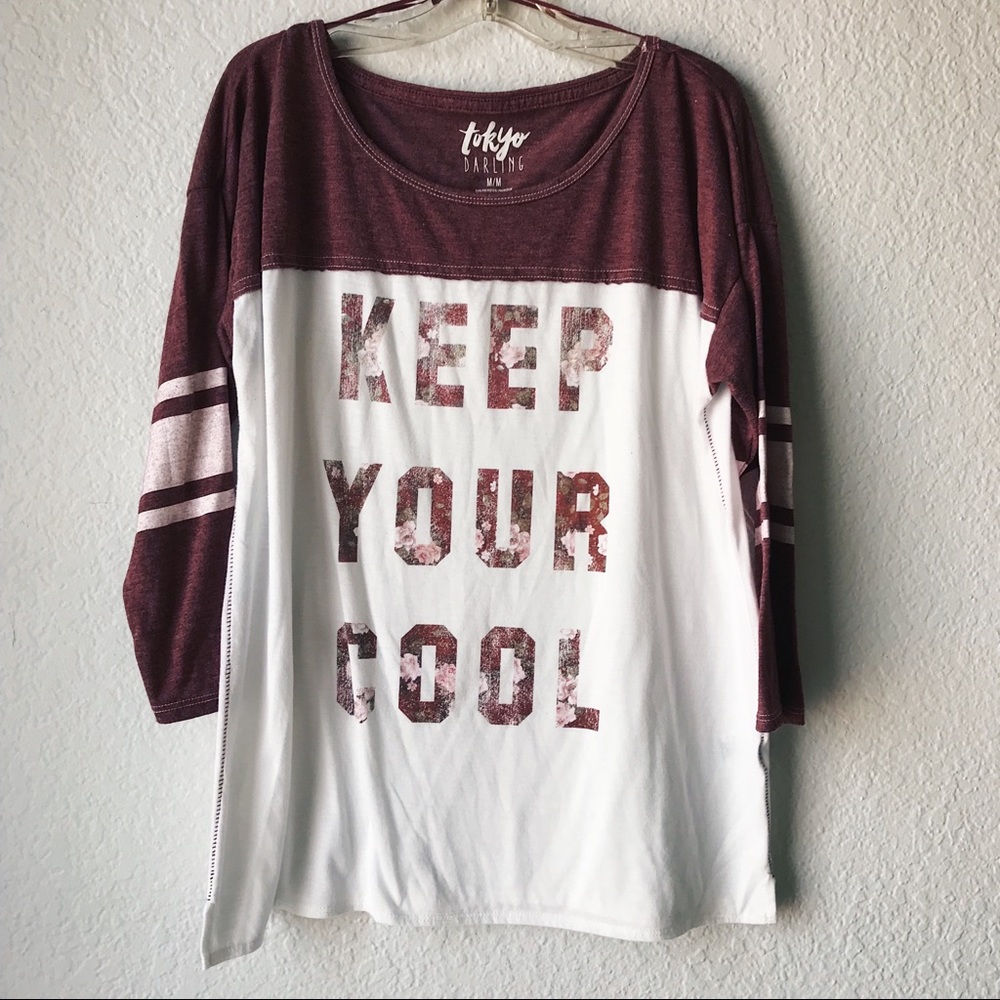 “keep your cool” three quarter length sleeve shirt